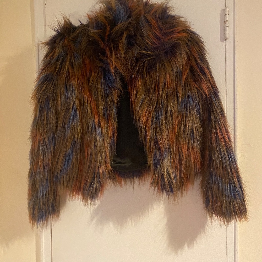 ASOS Petite Multicolor Faux Fur Jacket
